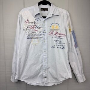 La Martina Saddlery Buenos Aires Button Up Shirt Embroidery Patchwork Lettering